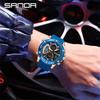 SANDA 5104 New Large Dial Dual Screen Multi Functional Outdoor Silicone Strap Sports Waterproof Men's Electronic Quartz Watch