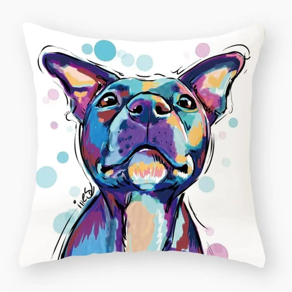 Cute Dog Yorkshire Pug Pillowcase Decoration Cartoon Pug Bedroom Cushion Cover Suitable For Sofa Home Super Soft Cushion Cover