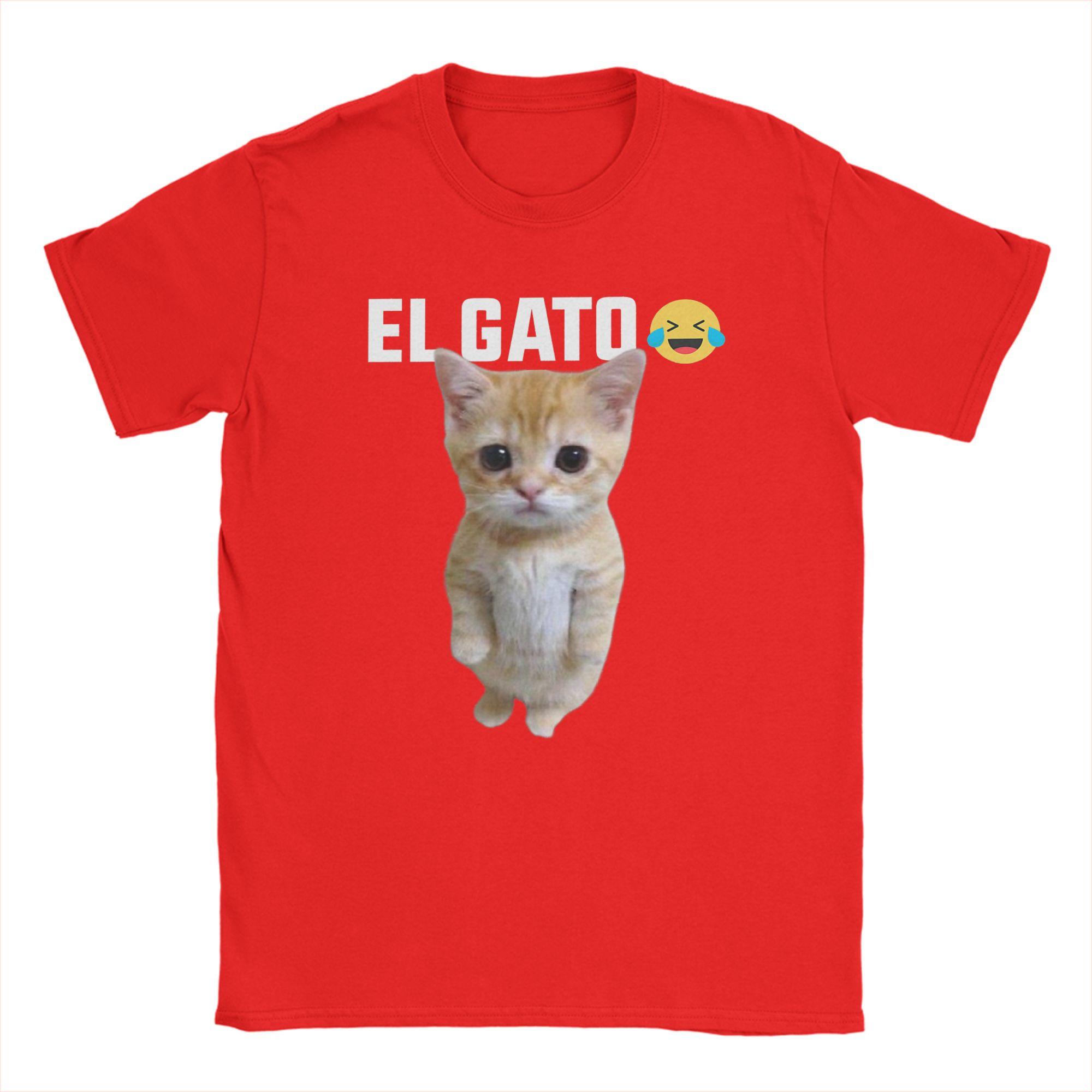 El Gato Meme Sad Crying Cat Munchkin Kitty Meme TShirt Summer  Cotton T Shirts For Man Tshirt Short Sleeves Y2K Retro Clothing S