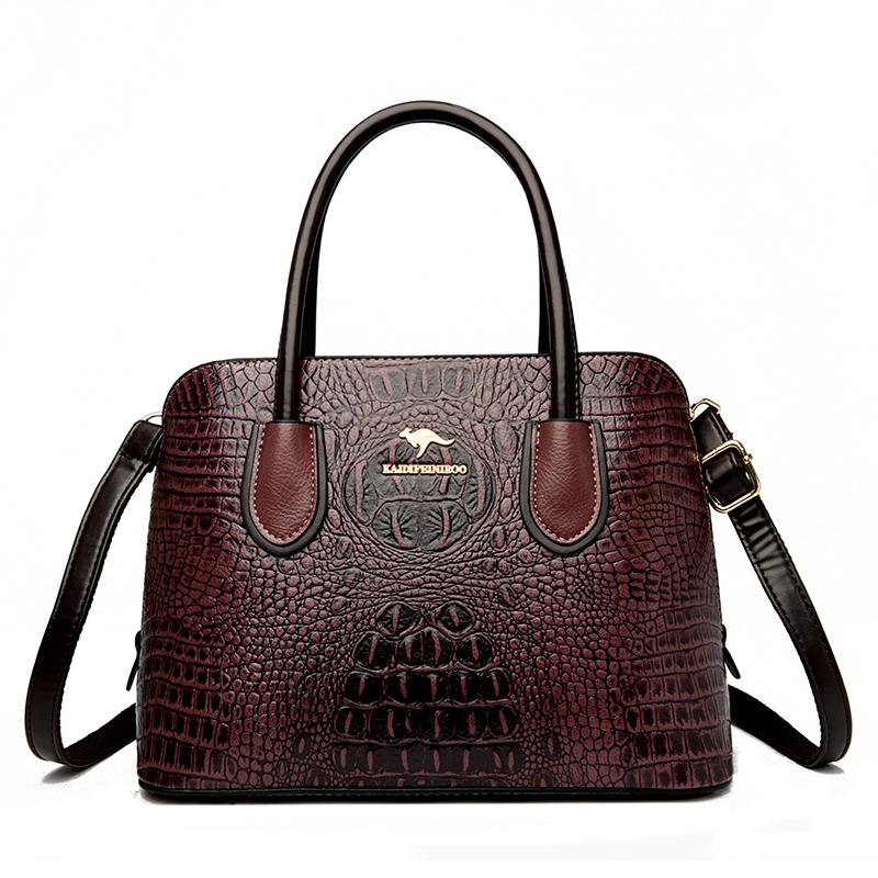 Женская новая сумка через плечо из искусственной кожи с крокодиловым узором — фото 8