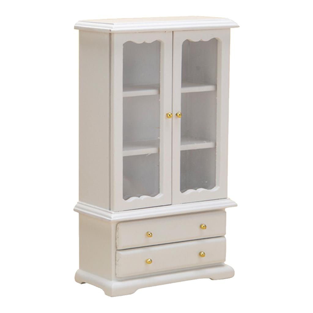 Realistic Wood Shelf Realistic Pretend Play Display Cabinet Model Toy Vintage Display Shelf 1:12 Doll House