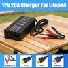 Chargeur Lifepo4 12V 20A Pour Pack de Batteries au Phosphate de Fer et de Lithium 14.6V/12.8V Prise EU Interface XT60/XT90/Anderson/Pince Crocodile/Nez en Cuivre