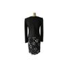 Women Splice Long Sleeve Belt Work Business Cocktail Formal Gown Dress Pencil