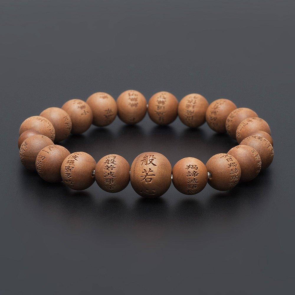 Buddhistischer Altar Shop Takita Shoten Speziell Ausgewähltes Armband Gebetsperlen Herz-Sutra Graviertes Armband Indisches Sandelholz 10mm Perlen Perlen Gebetsperle