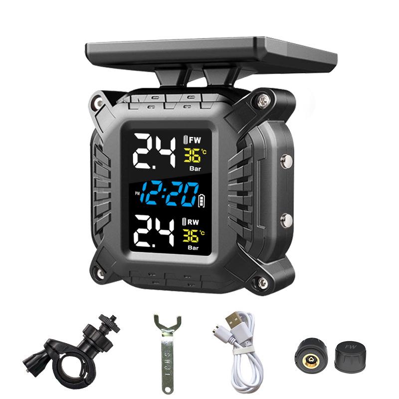 Solar-Powered TPMS for 2-Wheel Electric Motorcycles with External Tire Sensors