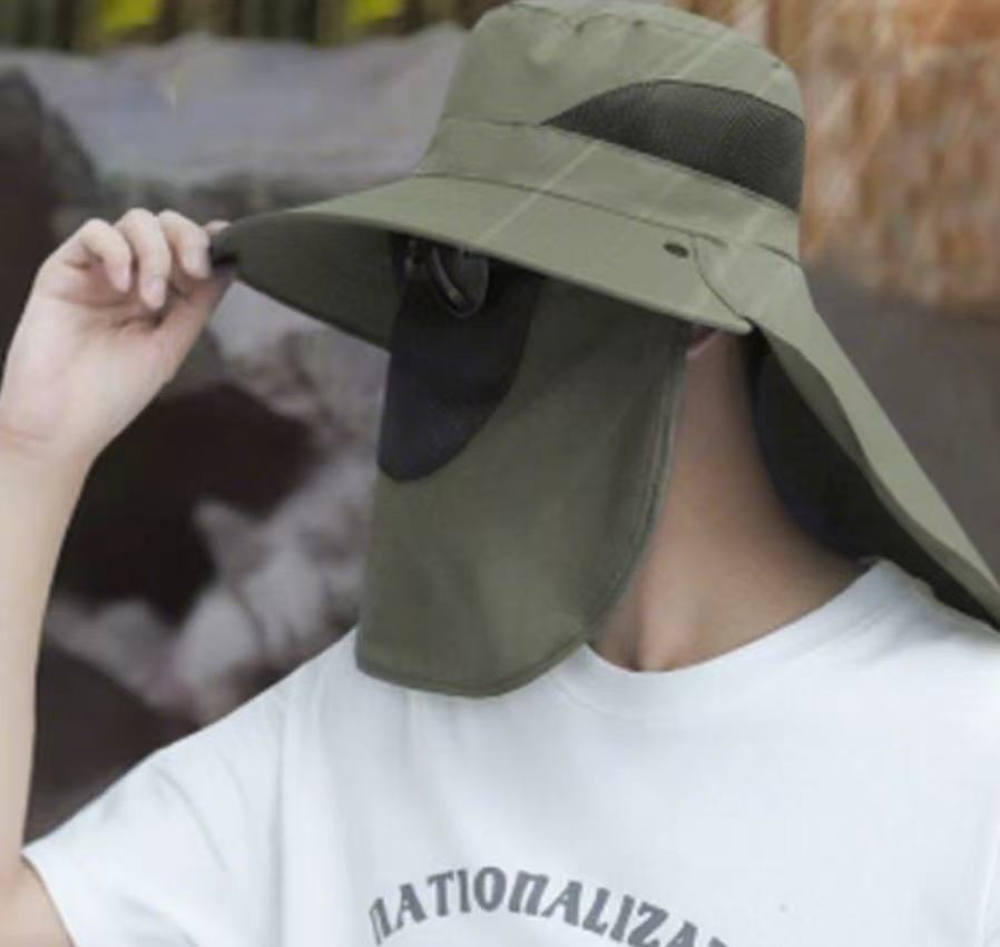 Summer Sun Hats UV Protection Outdoor Hunting Fishing Cap Men's Panama Hat Hiking Camping Bucket Hat Neck Flap Fisherman Hat