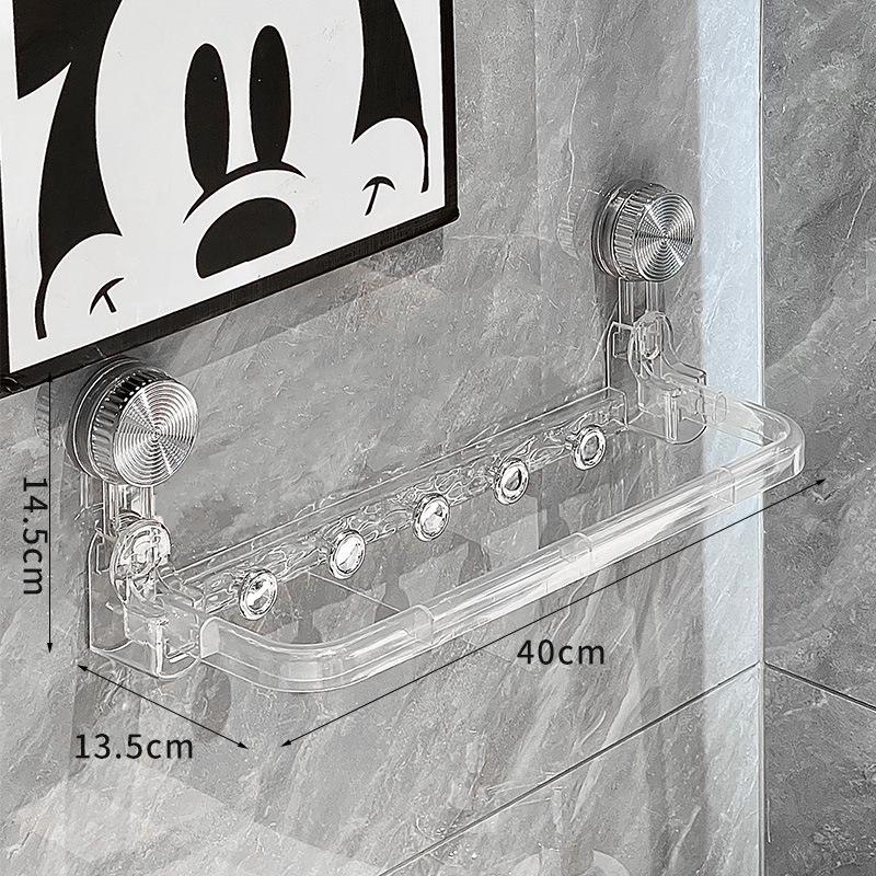 Настенная вешалка для полотенец и складная полка с крючком, на присосках, без сверления