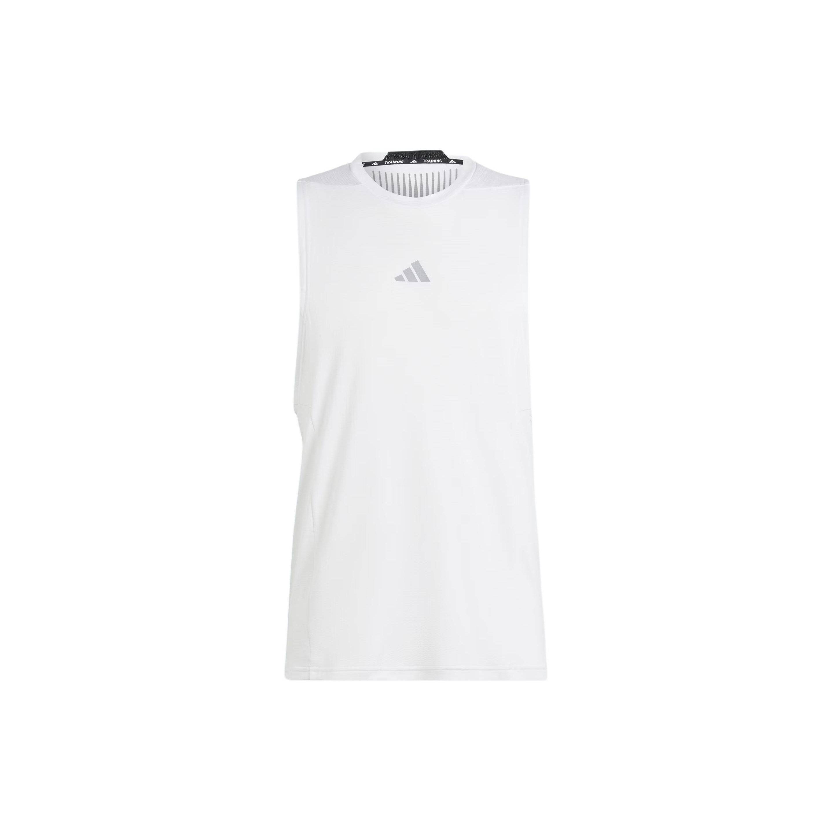 

Adidas Solid Color Logo Round Neck Fitness Training Sleeveless Vest Men Tops White IS3709 L