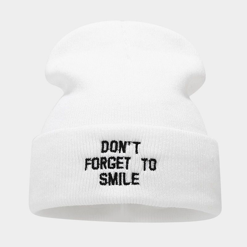 Trendy Brand Fashion Letter Embroidery Knitted Pullover Hat Women's Personality Simple Curling Heap Hat Men's Cold Hat