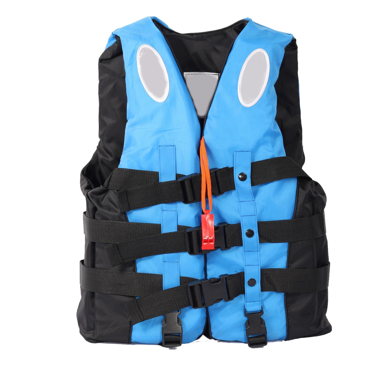

Adjustable Buckle Life Jacket with Reflective Strips for Paddleboarding Kayaking and Water Sports Safety Vest for Adults and Youth S синий