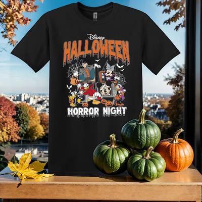 Maglietta Horror Night Mickey And Friends T-shirt Uomo Donna Unisex Tshirt SY468