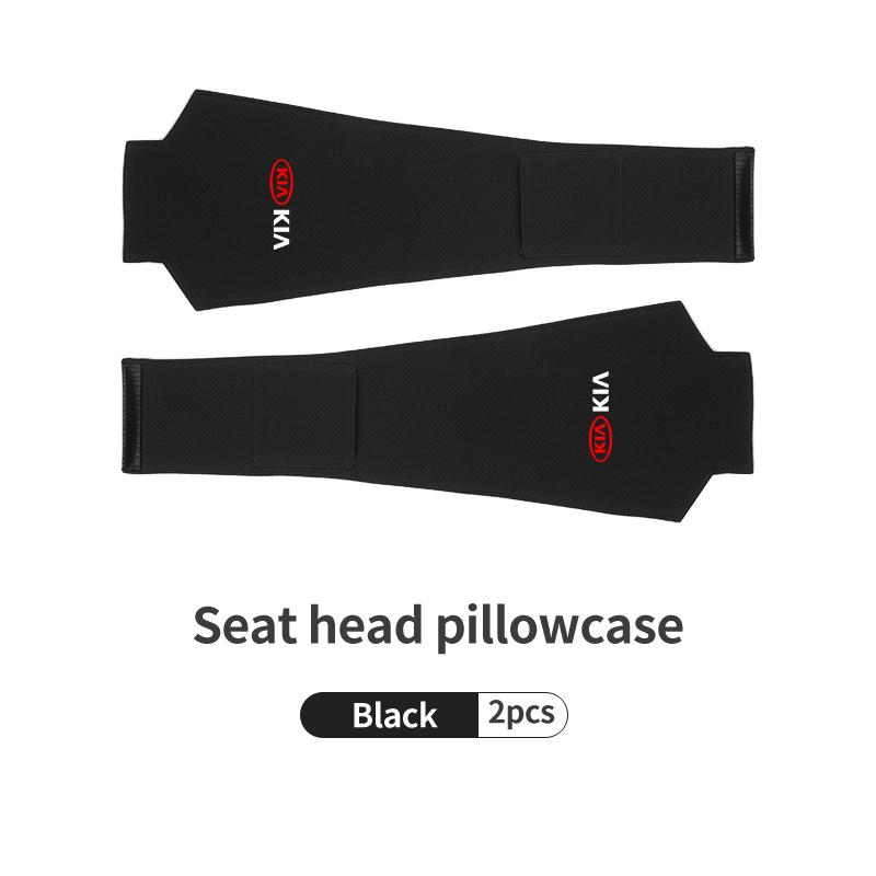 AAAFR1 Car Logo Headrest Cover Suede Perforated Breathable Head Pillowcase Pads For KIA Cerato Proceed Venga Stonic Picanto Sorento