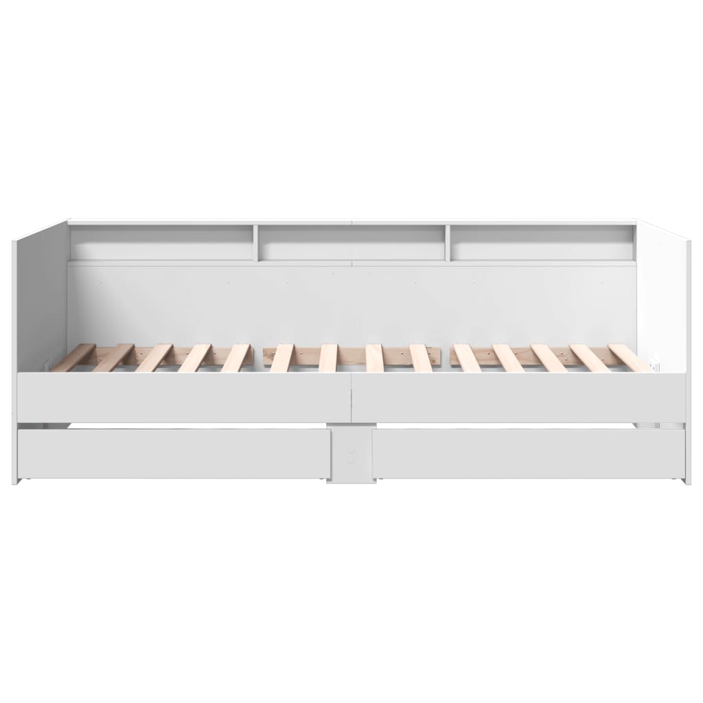 Daybed with Drawers (Without Mattress) White 90 x 200 cm