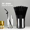 Black Drinking Straws Beverage Drink Tube with Straw Brush Flexible Plastic Straw Milkshake Straws Wedding Party Supplies