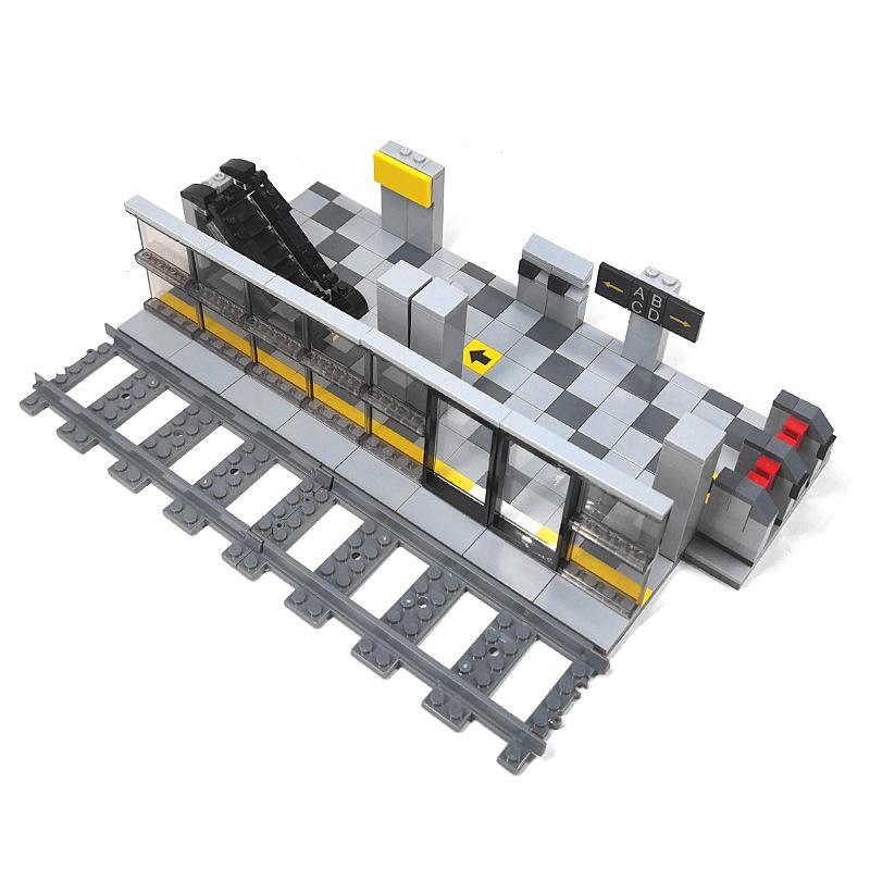 Small Particle Assembly Subway Station Gate Ornament Station Luggage Security Check Door Frame Track Building Block Diy