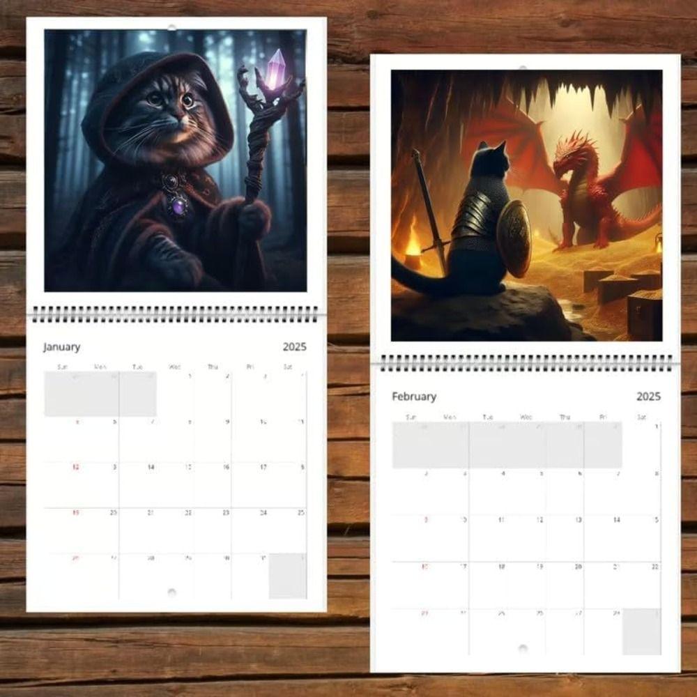 Weird Medieval Quest Cats Month Hanging Calendar Fun Planning Wall Calendar  for Family Friends