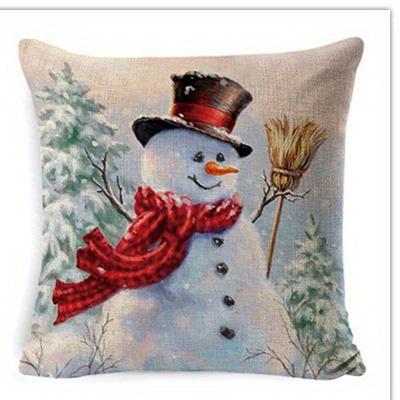 Home Decor Snowmen In Winter Scenes For Cozy Decor Pattern Cushion Cover Suitable For Sofa Bedroom Car Pillow Cover
