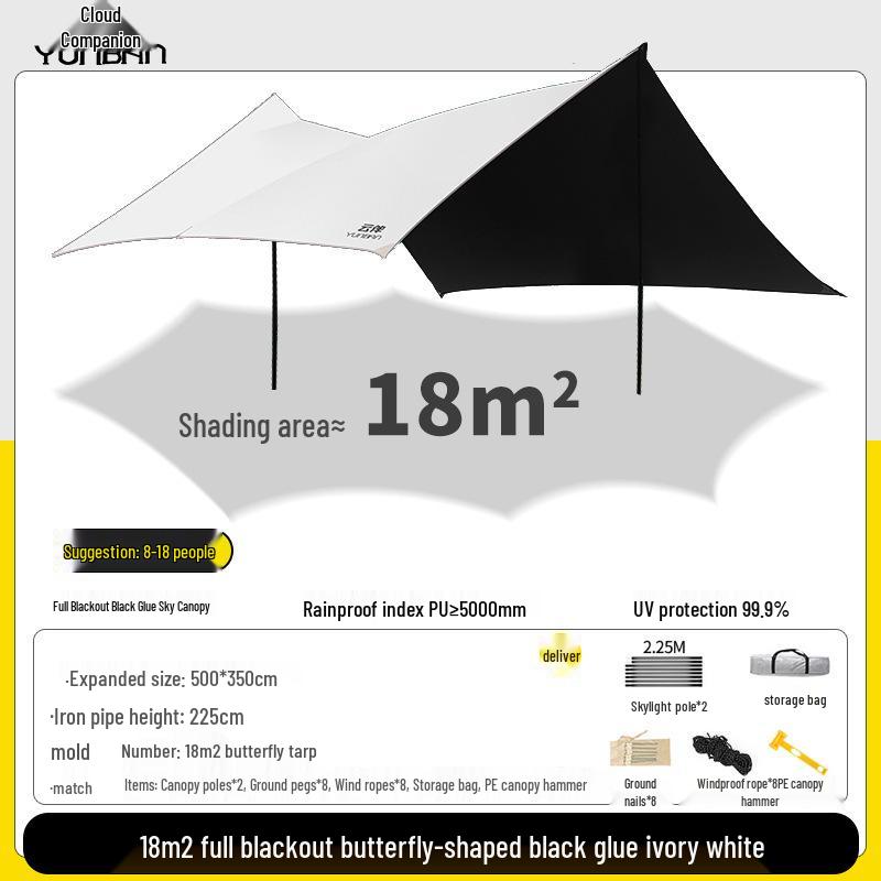 Octagonal Vinyl Camping Canopy: Thickened, Portable Sunshade & Rainproof Butterfly Awning
