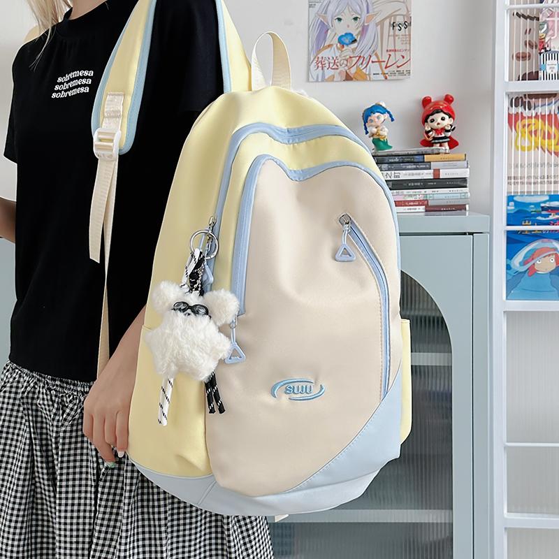 Junior School Student Schoolbag Color Contrast Backpack Girl College Style Backpack