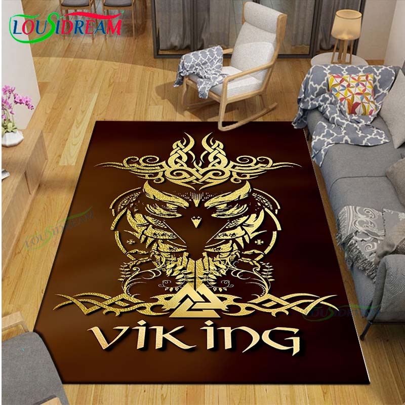 Nordic Viking Mythology Symbols Carpet Room Decor Floor Mats Bedroom Yoga Mat Photography Props Area Rug Birthday Gift