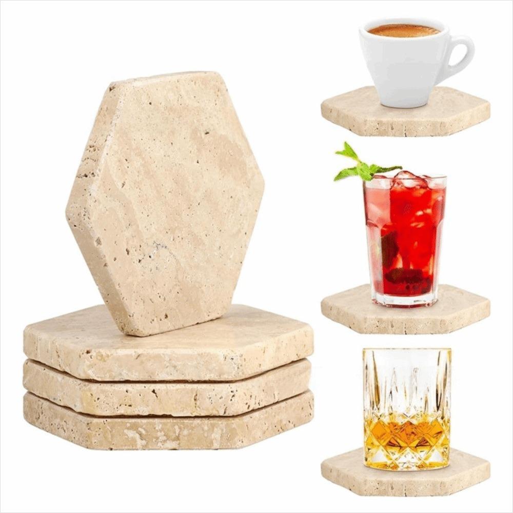 Natural Marble Coasters Placemat Travertine Insulation Pads  Photography Props