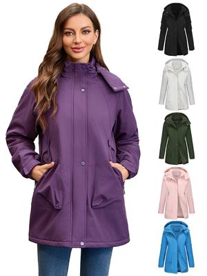 Winter Detachable Windproof Warm Hiking Jacket Women Casual Waterproof Shell Coat Cotton Jacket