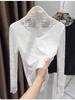 Ruffled Semi-High Neck Lace Base Layer - Fleece-Lined, Thickened, Warm Top for Autumn/Winter