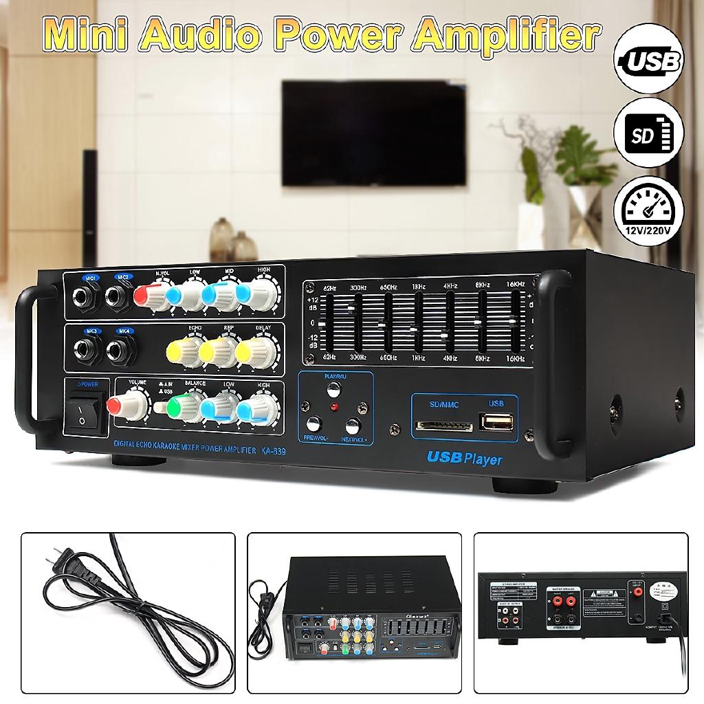 1200 Watt Professional Audio Home Stereo Amplifier Home Theater Amplifiers Audio Black 12/220 Volt