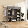 Clothes Storage Organiser with Hanging Rail, Shelves, Portable Wardrobe, Foldable Fabric Wardrobe, Dark Grey