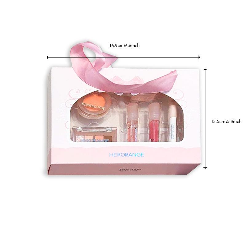HERORANGE Conjunto de Maquiagem com 6 Peças Inclui Gloss Labial, Gloss Labial, Delineador, Blush, Sombra para Olhos, Longa Duração, À Prova d'Água, Conjunto Cosmético