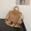 Boho Fringe Woven Bag Summer Fashion Hollowed Out Tote Pastoral Crossbody Shoulder Bag