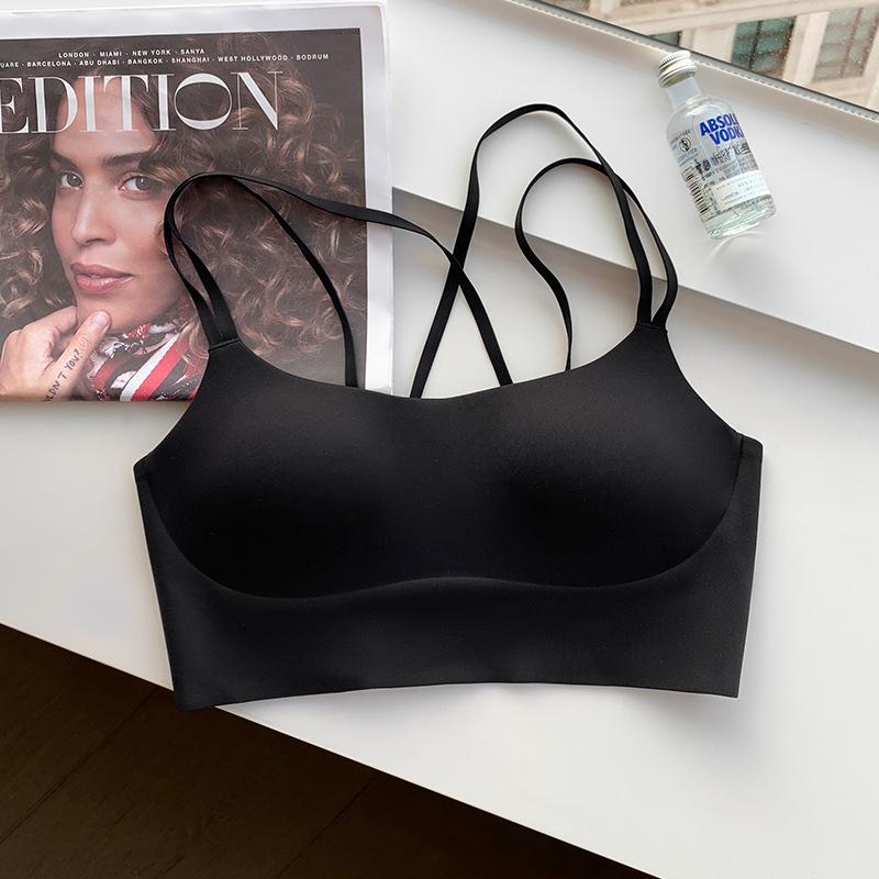 Women Summer Thin Wireless Push Up Gathering Sports Back Beauty Camisole Bra