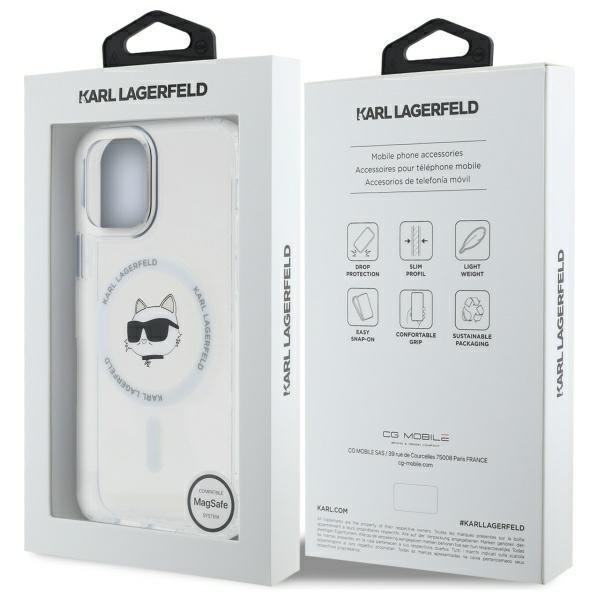 Karl Lagerfeld Klhmp12Mhlschh Iphone 12  / 12 Pro 6.1 Biały/White Hardcase Iml Metal Choupette Head Magsafe