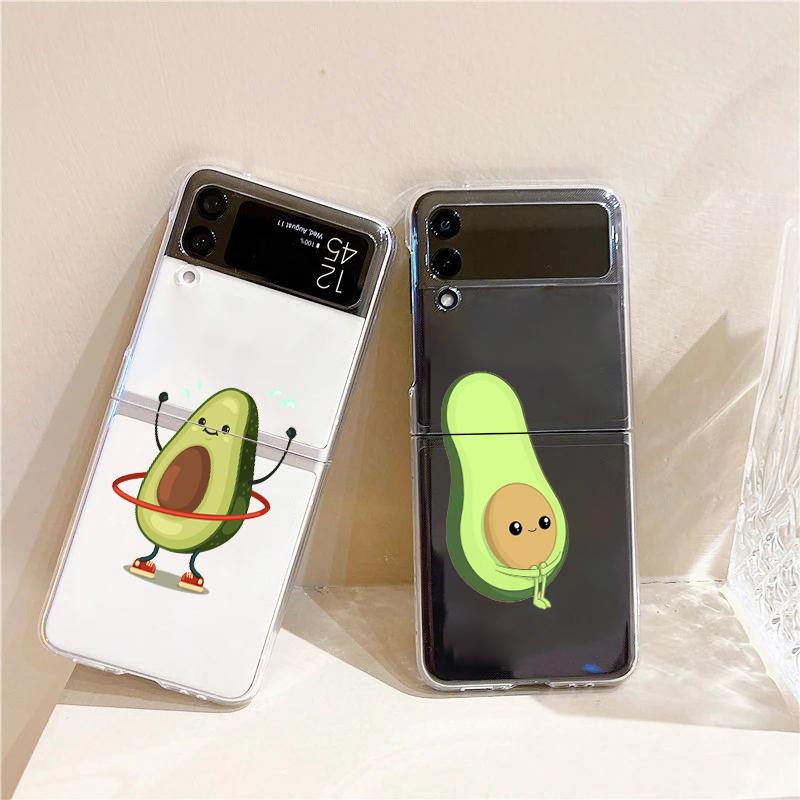 Cute Avocado Baby Yoga Fashion Phone Case For Samsung Galaxy Z Flip 3 4 5 6 7 Hard Folding Z Flip4 PC Cover Protector Gift