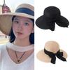 Stylish Wide Brimmed Straw Hat Bowknot Sun Hat with Breathable Foldable Design Women Beach Vacation Head Accessory