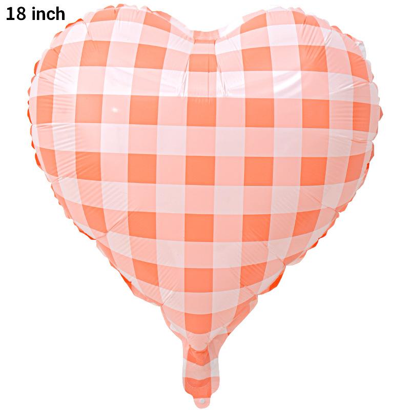 

Wind Korean Love Aluminum Film Balloon Grid Stripe Mesh Heart Birthday Scene Arrangement Photo Props 18 inch square love, red