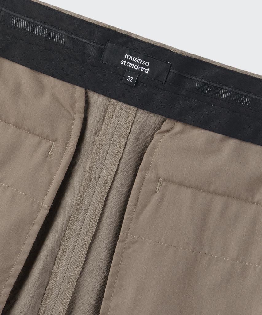 MUSINSA STANDARD Cool Touch Hidden Elastic Waist Half Slacks [Grayish Beige]