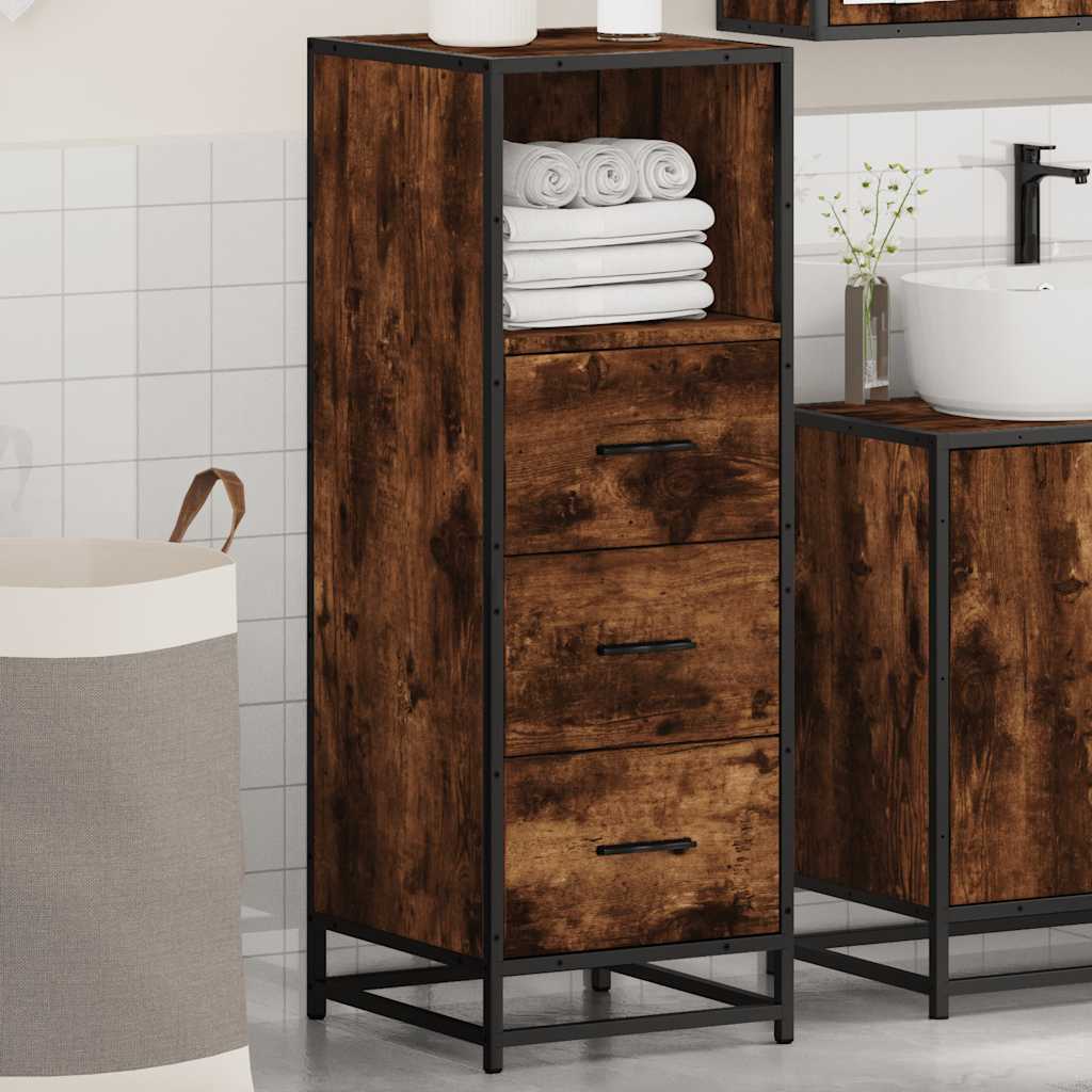 Bathroom Cabinet Smoked Oak Finish 35 X 37.5 X 100 Cm Particleboard