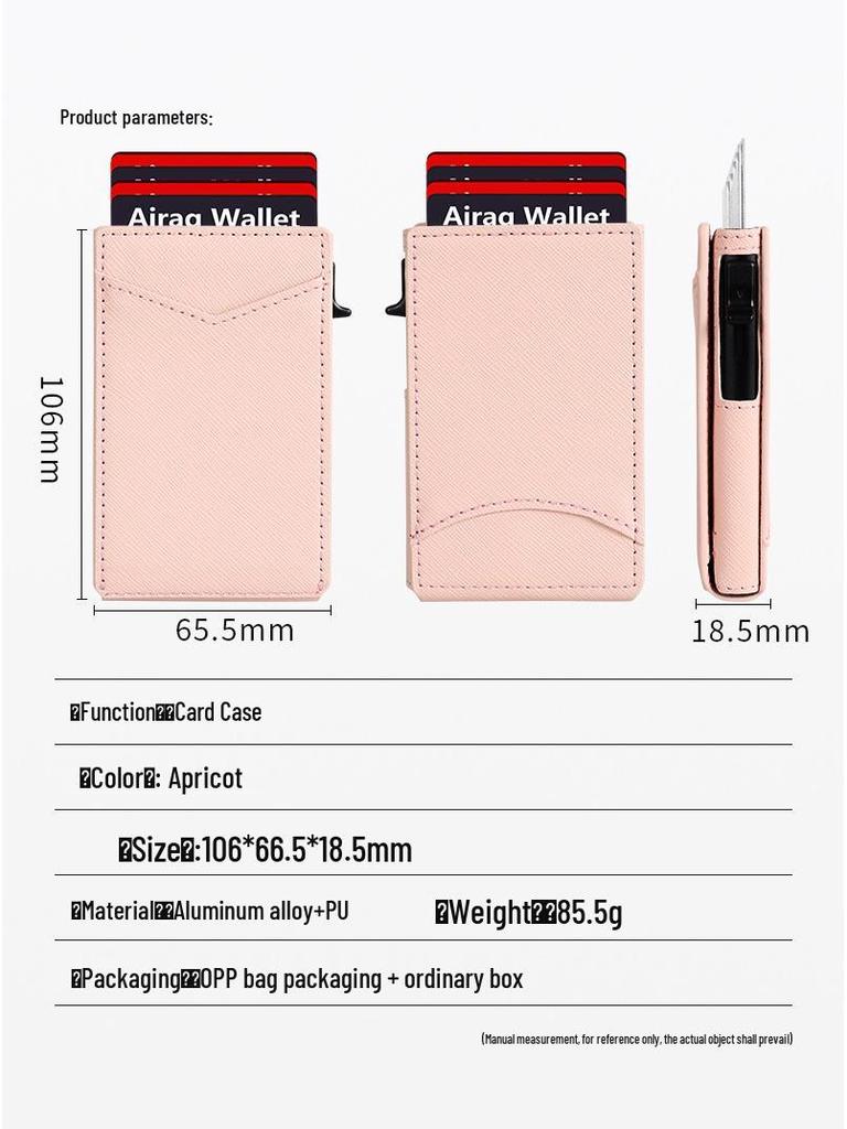 RFID Shielding Leather Wallet: Minimalist Metal Card Holder for Women