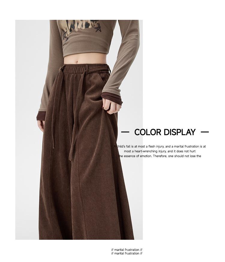 Plus Size High-Waist Casual Wide-Leg Pants for Women - Autumn/Winter Collection
