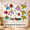 Custom Name Text Tapestry,Mr. Men & Little Miss Boho Wall Hanging, Decorative Backdrop Tapestry For Room
