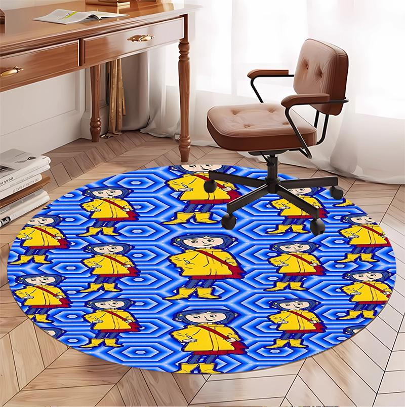 Coraline Pattern Round Rug, Indoor/Outdoor Mat, for Picnic, Gameroom, Bedroom, Office, Living Room, Home Decor Carpet, Birthday Gift