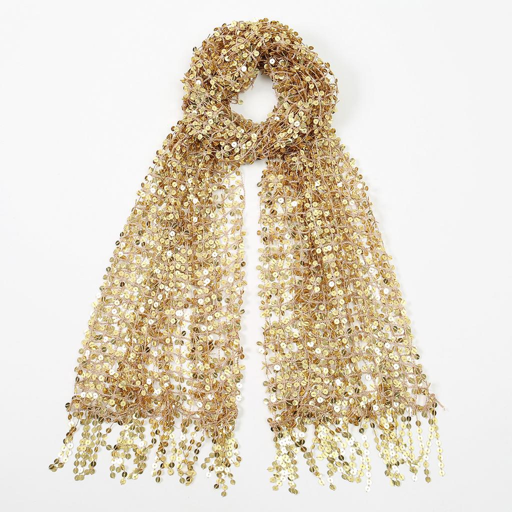Vintage Golden Sparkle Fringe Scarf Party Shawl Women Luxury Headscarf Sequin Deco Wraps Fringed Bride Bridesmaid Wedding Cape