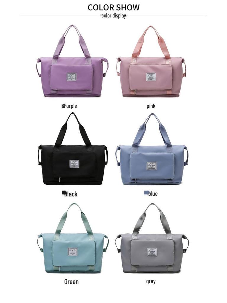 Compact Sports Fitness Bag with Wet/Dry Separation - Foldable Travel Handbag and Carry-on Luggage