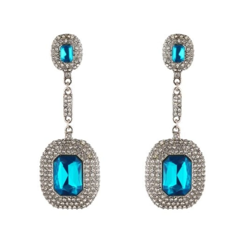 

jamieandbell unbalance square earrings Blue-green