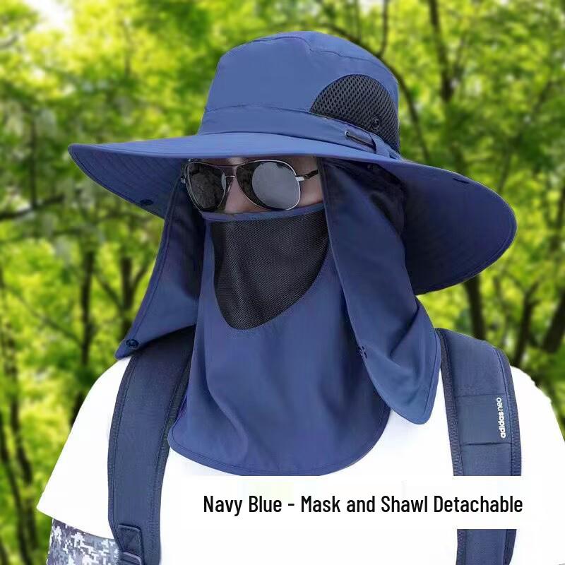 Men's Wide Brim Sun Protection Hat with Face Shield and Neck Protector for Outdoor Activities