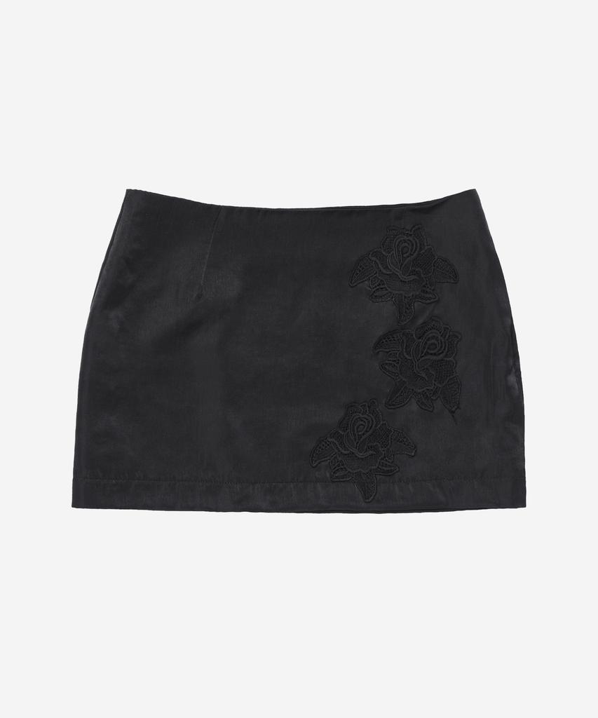Darling Your Bad Rose Satin Mini Skirt #Black