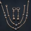 585 Rose Gold Cubic Zirconia Bead Jewelry Set For Women With Bracelet Necklace And Earrings