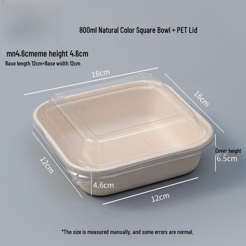 Biodegradable Square Paper Bowls with PET Lids
