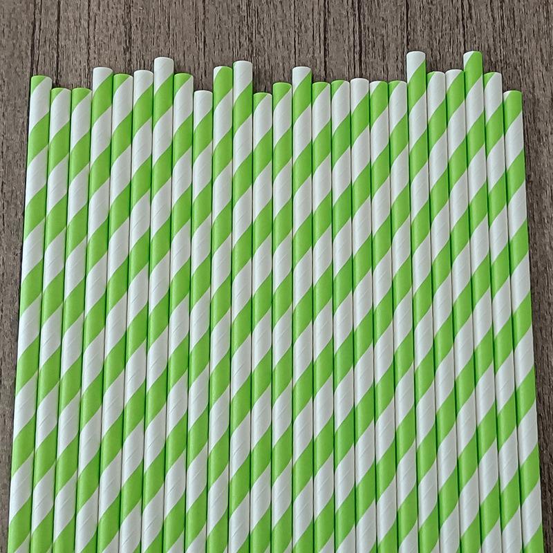 25 Colorful Striped Paper Straws - Disposable, Creative, Decorative for Desserts & Beverages